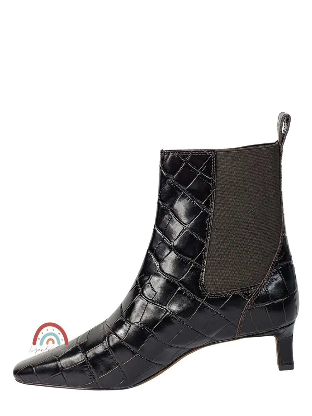 New! Madewell The Dimes Chelsea Boot in Embossed Croc Leather Coffee Bean